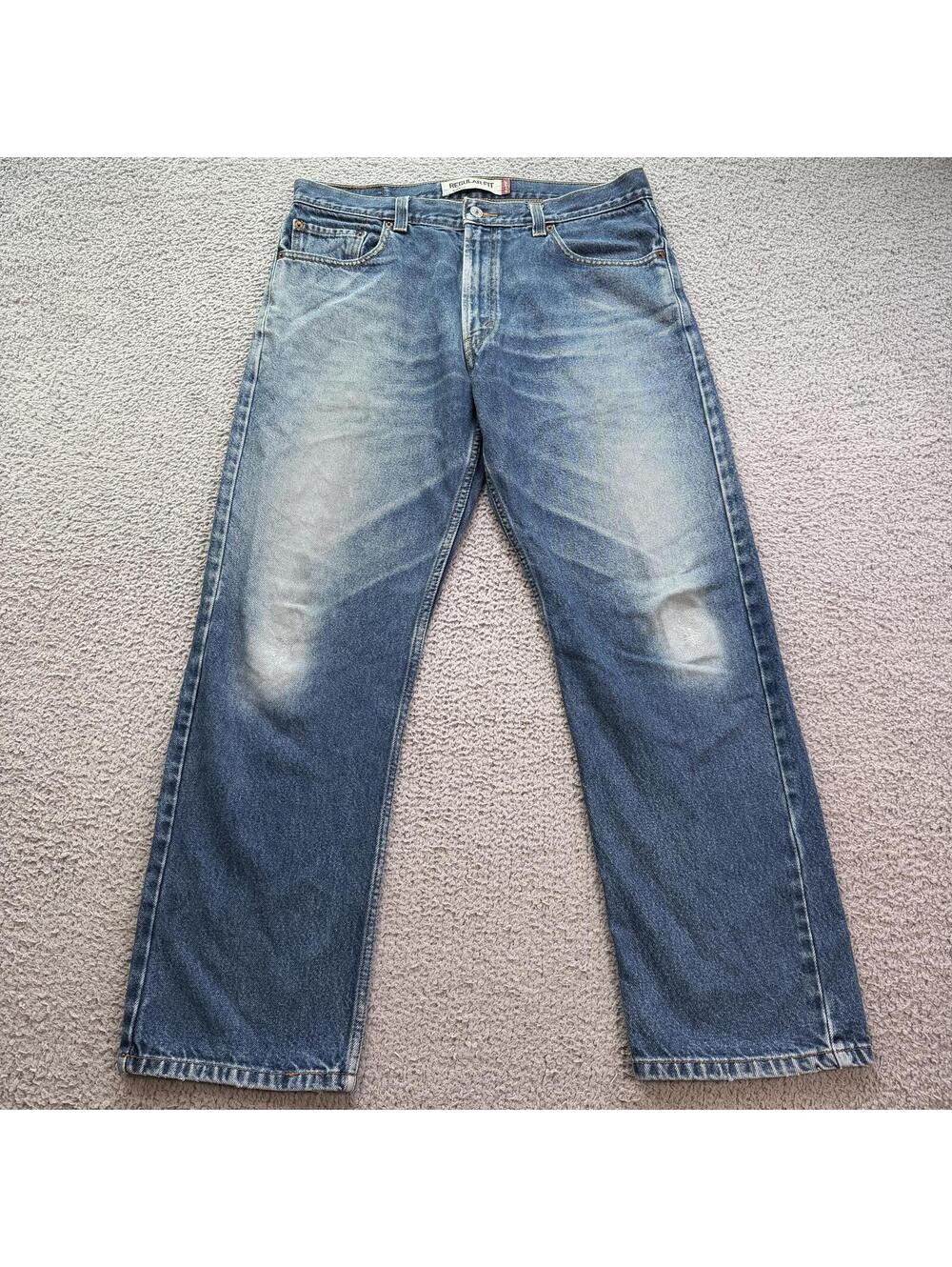 Vintage Y2K Levis 505 Regular Fit Straight Leg Faded Blue Jeans‎ 36x30 USA Style